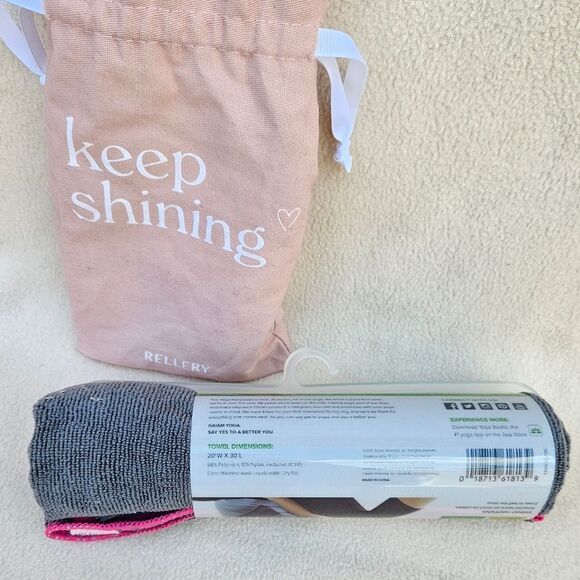 Gaiam Thirsty Yoga Hand Towel Gray and Pink - Picture 5 of 8